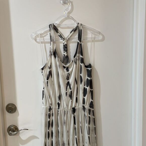 CYNTHIA ROWLEY  white grey tie dye halter maxi dress small - Picture 2 of 8